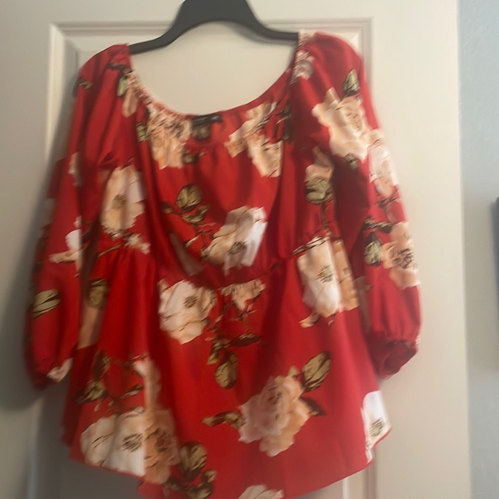 Shein Plus off the shoulder lantern sleeve blouse